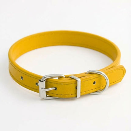 Coleira Gato Couro Premium Amarela 01