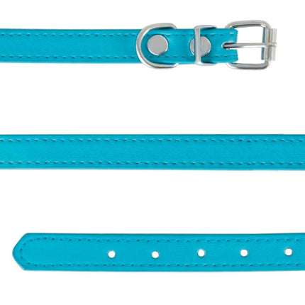 Coleira Gato Couro Premium Azul 03