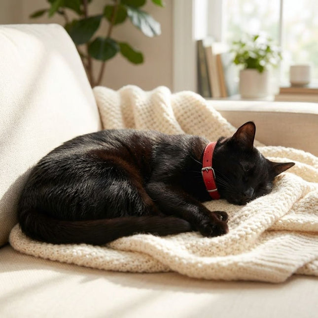 Coleira Gato Couro Premium Vermelha 05