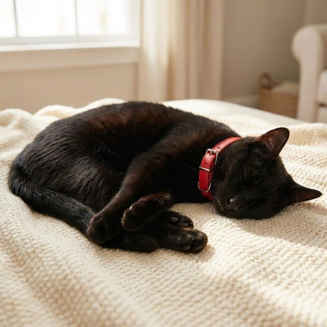 Coleira Gato Couro Premium Vermelha 02