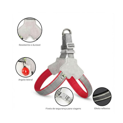 Coleira para Cao Peitoral Holapet Vermelha 04